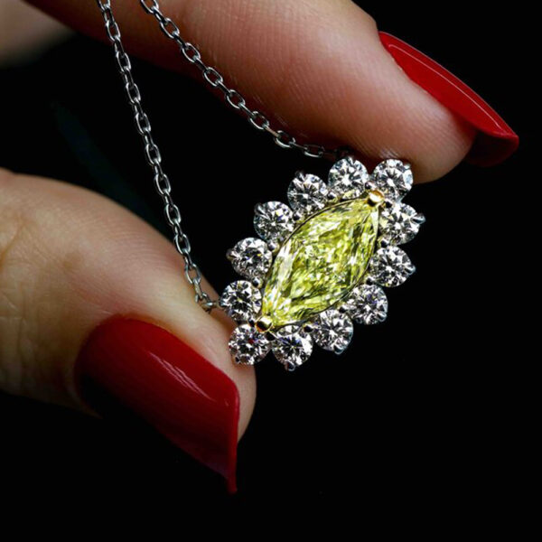 1.56CT MARQUISE FANCY LIGHT YELLOW PENDANT - #RPD-013