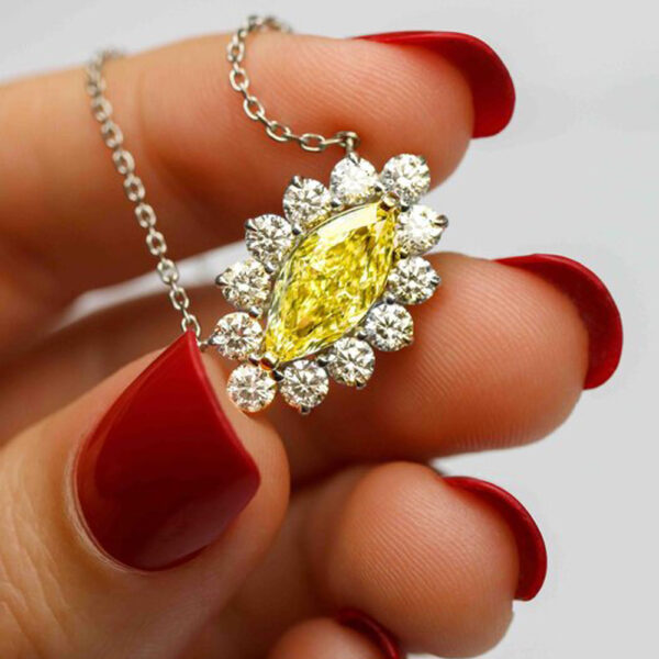 1.56CT MARQUISE FANCY LIGHT YELLOW PENDANT - #RPD-013 - Image 3