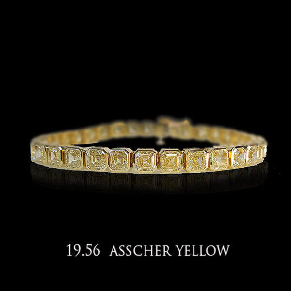 19.56CT TOTAL WEIGHT ASSCHER CUT YELLOW DIAMOND BRACELET - #RBR-020 - Image 2