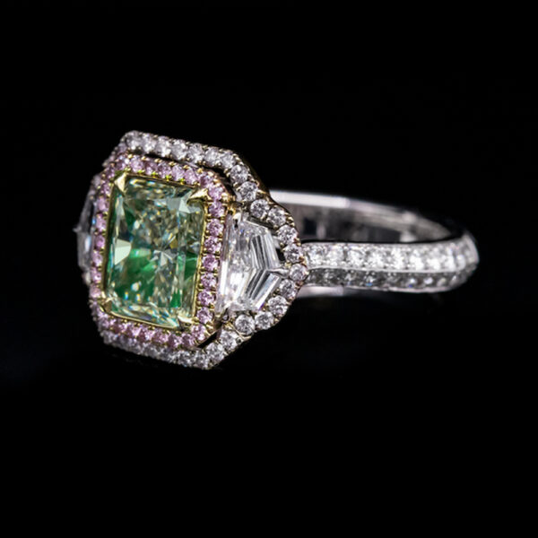 2.01 CT J (GREEN) RADIANT DIAMOND RING - #RR-211 - Image 2