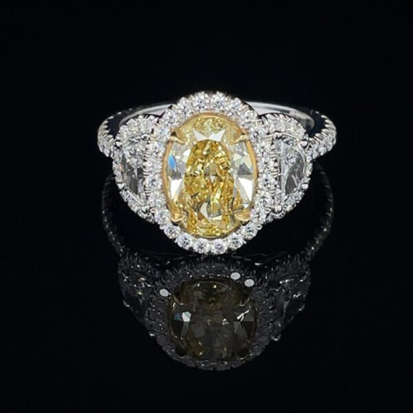 2.01CT OVAL FANCY INTENSE YELLOW DIAMOND - STYLE #RR-188