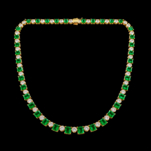 29.24 CTTW GREEN EMERALD AND DIAMOND NECKLACE - #RW-1029