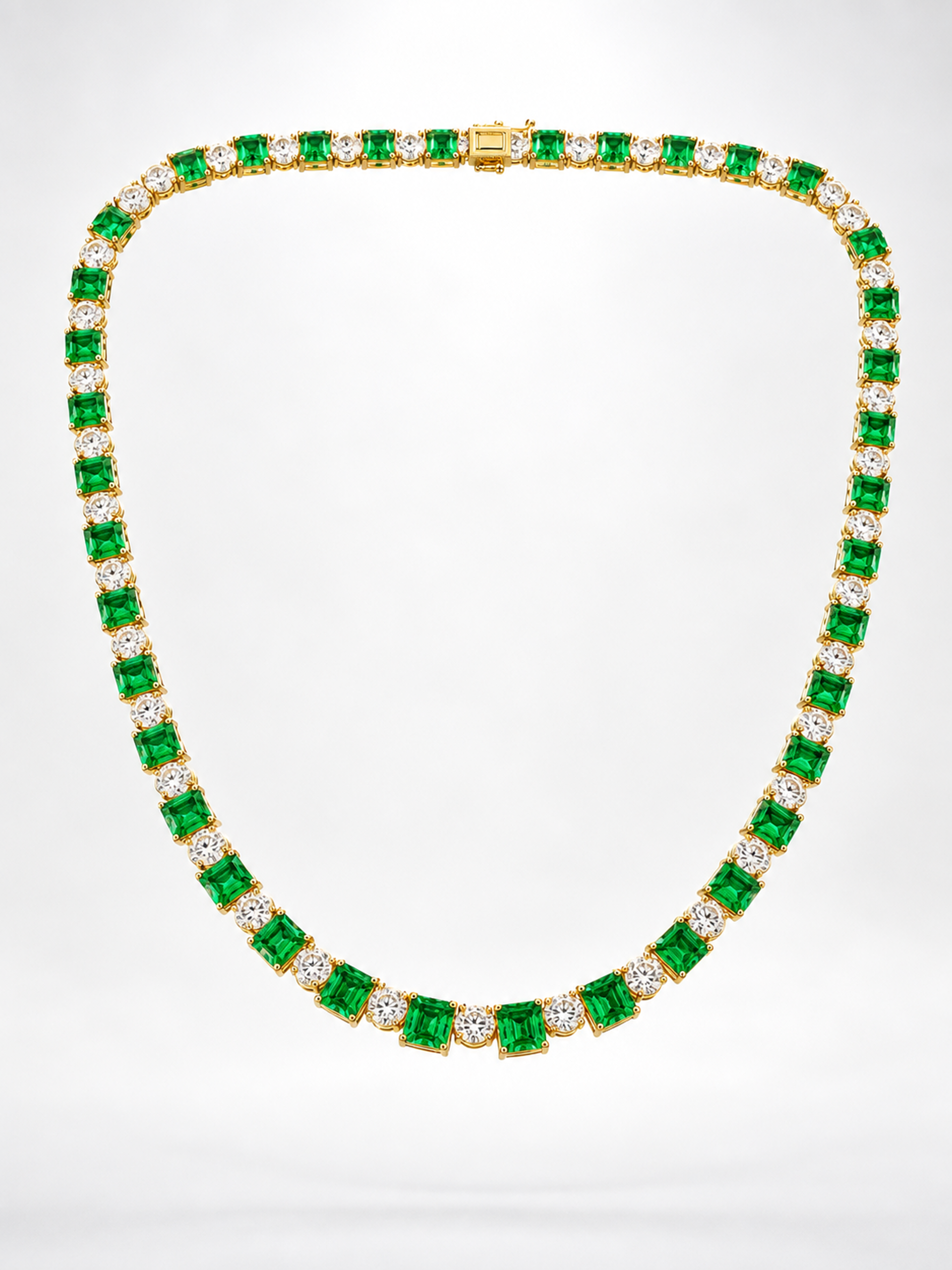 29.24 CTTW GREEN EMERALD AND DIAMOND NECKLACE - #RW-1029 - Image 2
