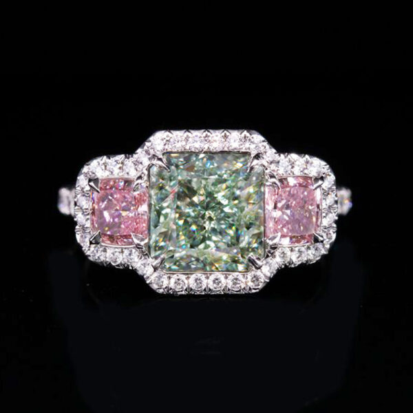 3.00 CT FANCY INTENSE GREEN DIAMOND RING - #RR-163