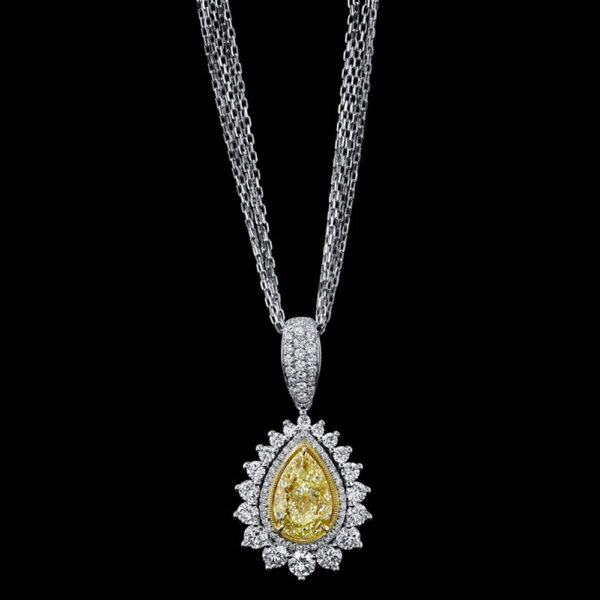 3.04CT PEAR SHAPE FANCY LIGHT YELLOW PENDANT - #RPD-015