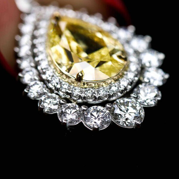 3.04CT PEAR SHAPE FANCY LIGHT YELLOW PENDANT - #RPD-015 - Image 3