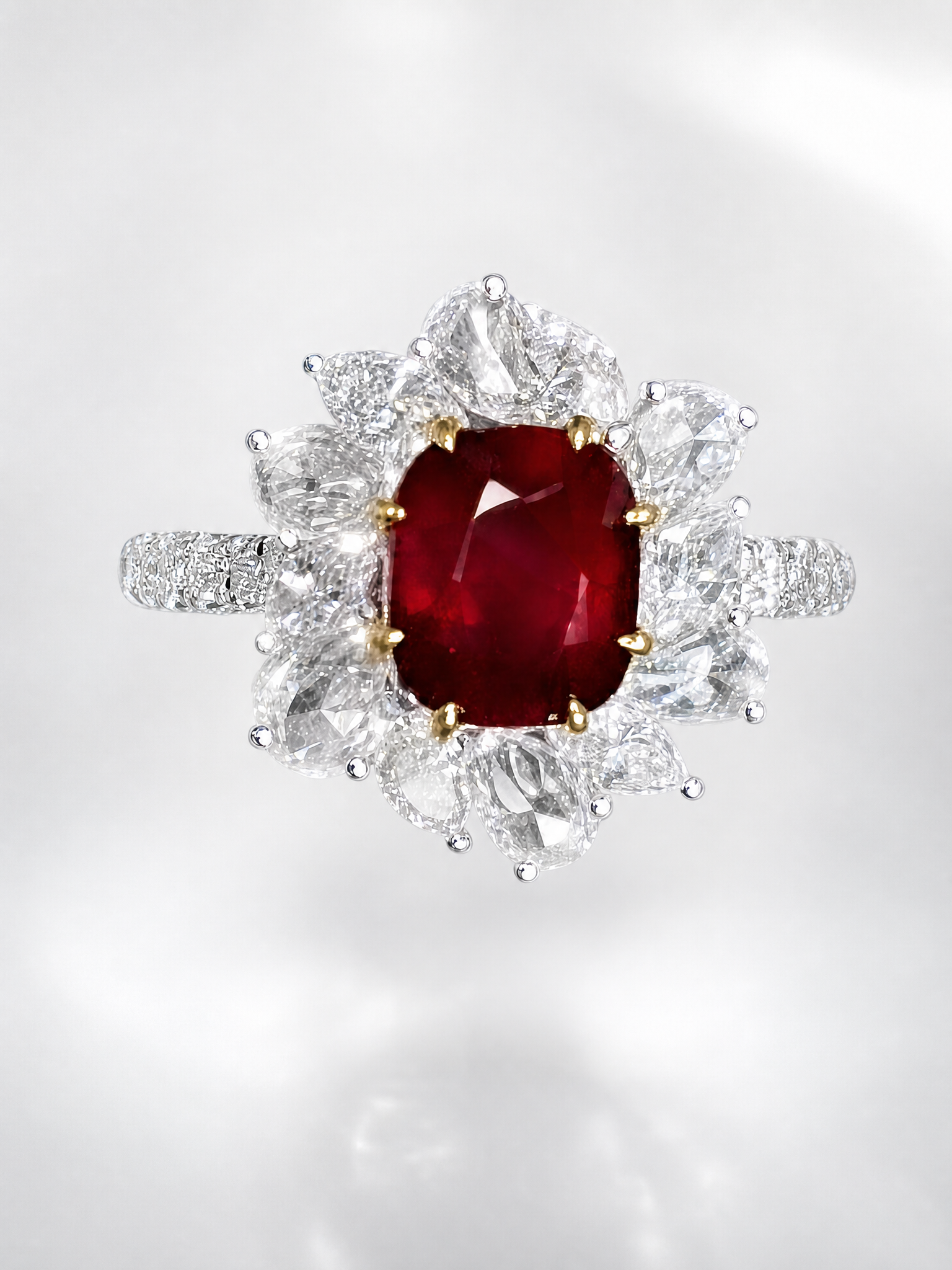 3.06 CT CUSHION CUT RUBY AND DIAMOND RING - #ASP37 - Image 4