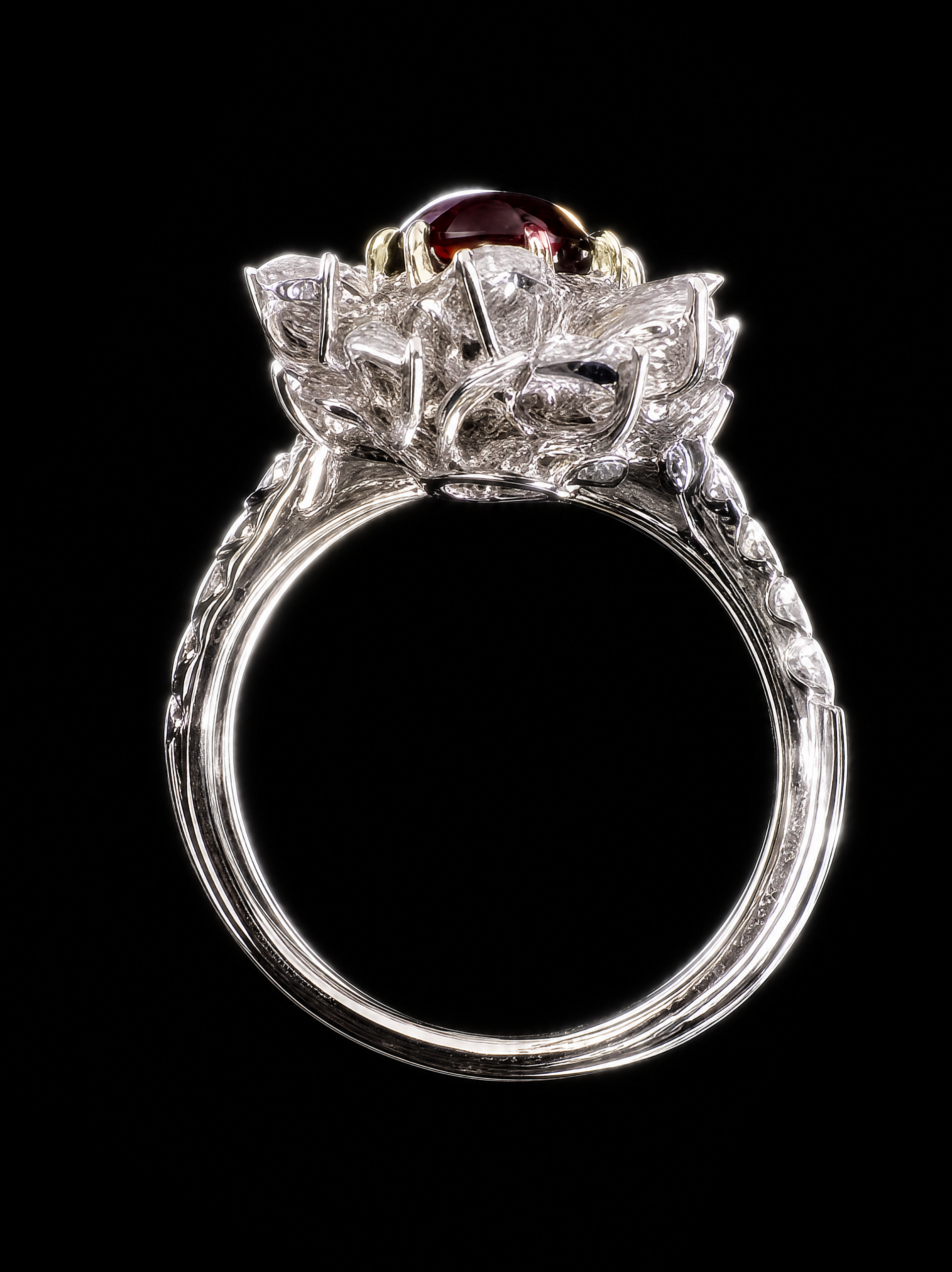 3.06 CT CUSHION CUT RUBY AND DIAMOND RING - #ASP37 - Image 2
