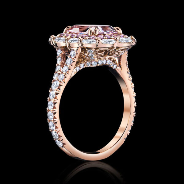 3.11CT MODIFIED BRILLIANT CUT BROWNISH PINK DIAMOND RING - #MR9018 - Image 2