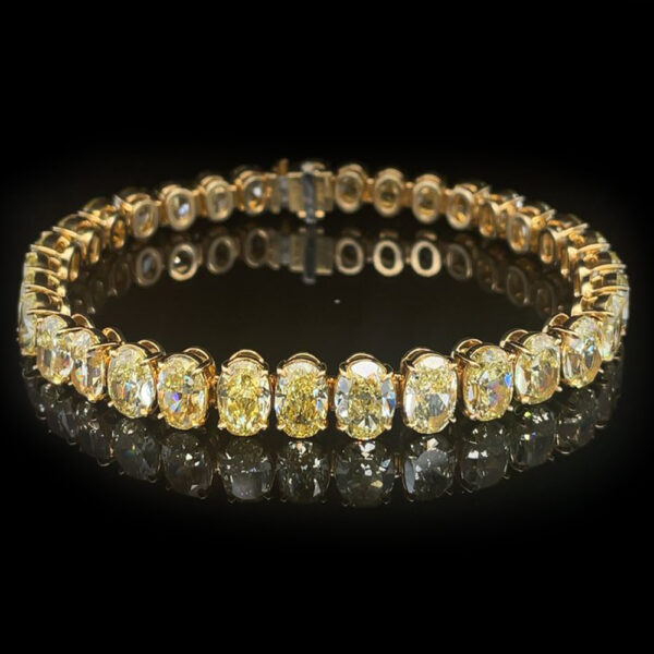 33.52CT TOTAL WEIGHT OVAL FANCY INTENSE YELLOW DIAMOND BRACELET - #RBR-022