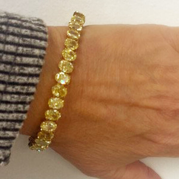 33.52CT TOTAL WEIGHT OVAL FANCY INTENSE YELLOW DIAMOND BRACELET - #RBR-022 - Image 5