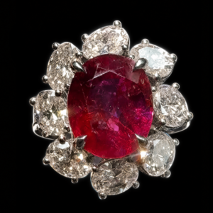 4.52 CT OVAL BURMA RUBY AND DIAMOND RING - #ASP452