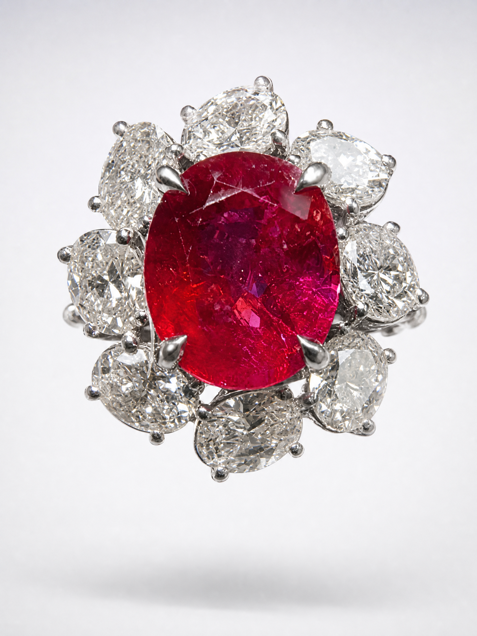 4.52 CT OVAL BURMA RUBY AND DIAMOND RING - #ASP452 - Image 4