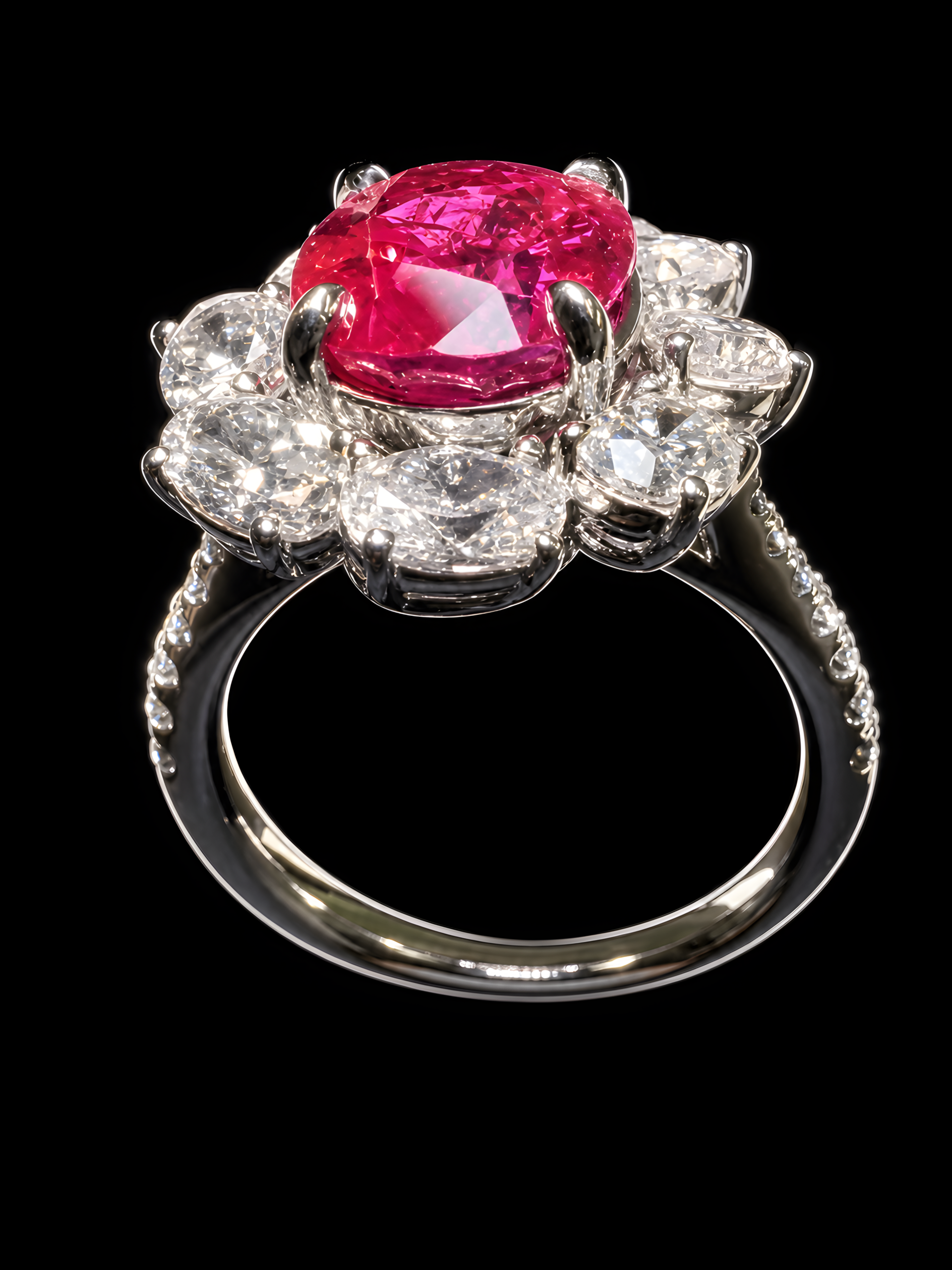 4.52 CT OVAL BURMA RUBY AND DIAMOND RING - #ASP452 - Image 2