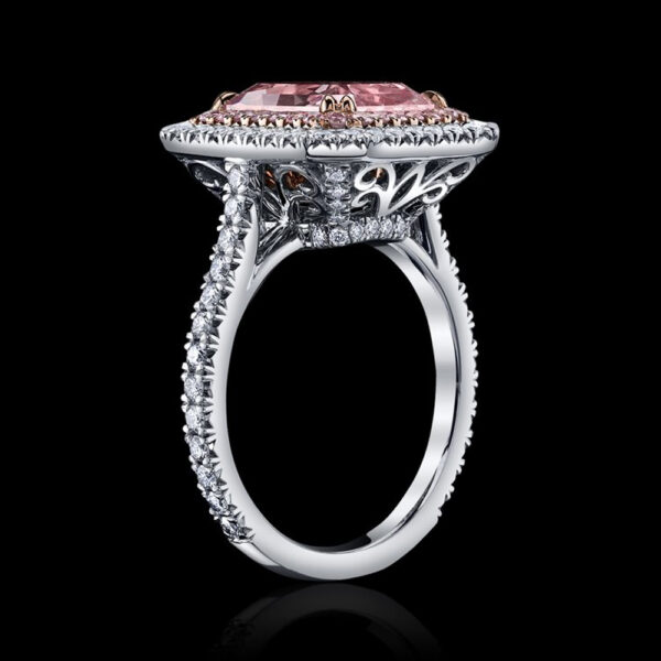 5.12 CT RADIANT FANCY LIGHT PINK INTERNALLY FLAWLESS DIAMOND RING - #RR-174 - Image 2