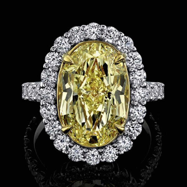 6.08 CT OVAL FANCY INTENSE YELLOW DIAMOND RING - #RR-104-2