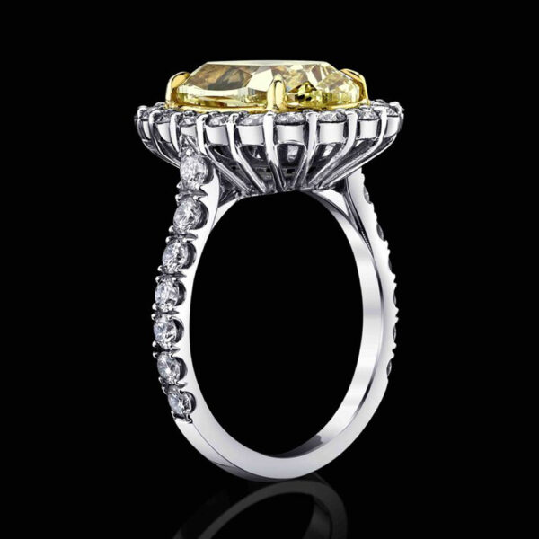 6.08 CT OVAL FANCY INTENSE YELLOW DIAMOND RING - #RR-104-2 - Image 2