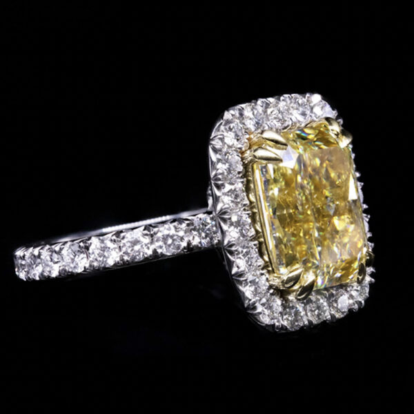 6.34CT RADIANT FANCY YELLOW DIAMOND RING - #RR-217 - Image 2