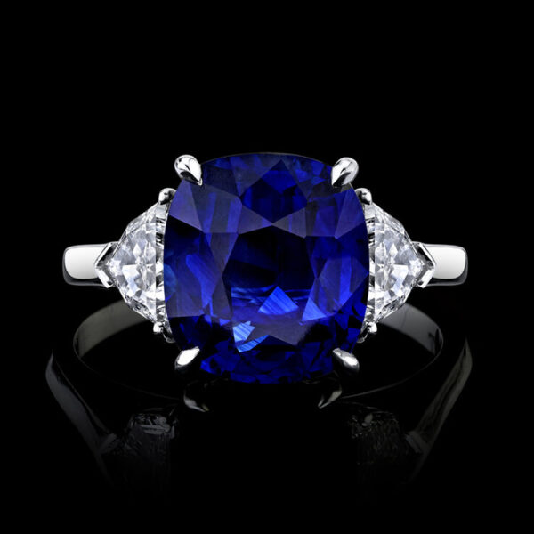 6.51 CT DEEP BLUE SAPPHIRE AND DIAMOND RING - #RR-000