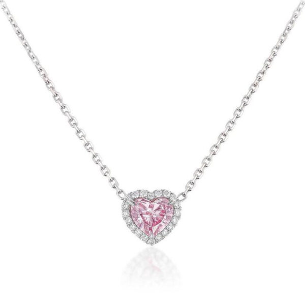 .63CT FANCY INTENSE PURPLISH PINK HEART SHAPE DIAMOND NECKLACE - #RPD-018 - Image 2