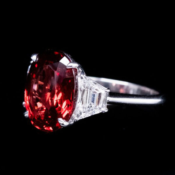 7.75 CT OVAL RED SPINEL AND DIAMOND RING - #RR-200 - Image 2