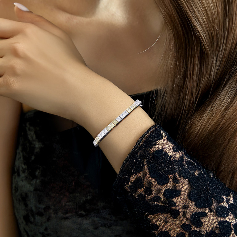 15.00CT TOTAL WEIGHT YELLOW AND COLORLESS DIAMOND BRACELET - #BR48068 - Image 3