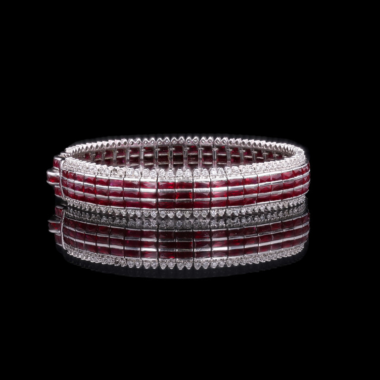 14.40CT TOTAL WEIGHT RUBY AND DIAMOND BRACELET - #BR48321