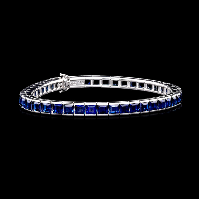14.00CTTW DEEP BLUE SAPPHIRE LINE BRACELET - #BR48378