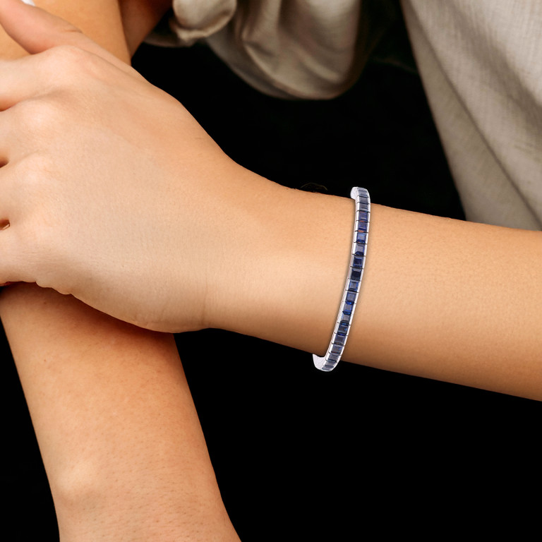 14.00CTTW DEEP BLUE SAPPHIRE LINE BRACELET - #BR48378 - Image 3