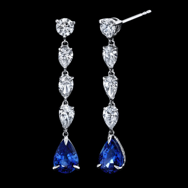 1.57 CT TOTAL WEIGHT CEYLON SAPPHIRE AND DIAMOND EARRINGS - #RER-031