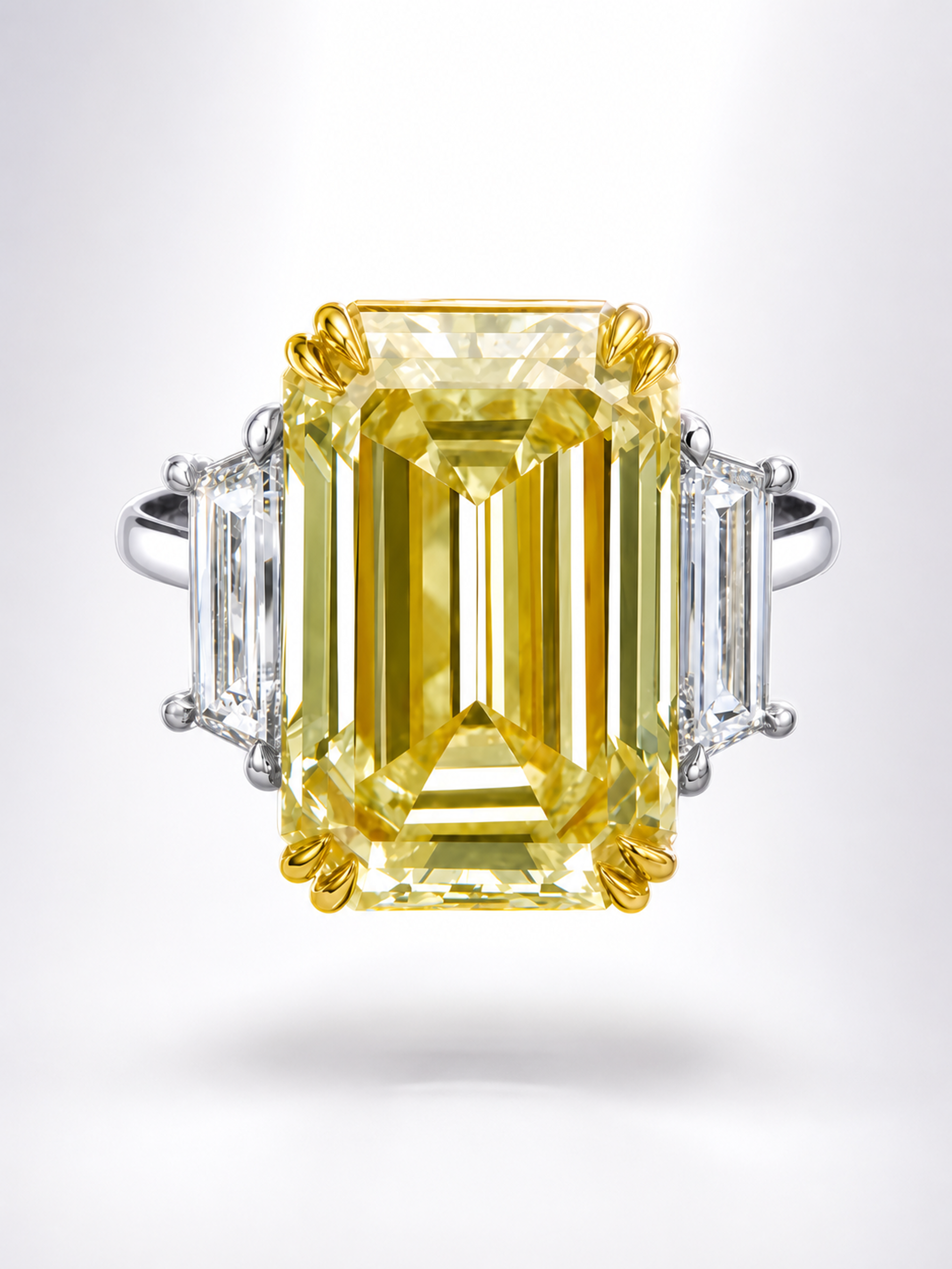 6.45CT FANCY INTENSE YELLOW EMERALD CUT DIAMOND RING - #RN4496 - Image 3