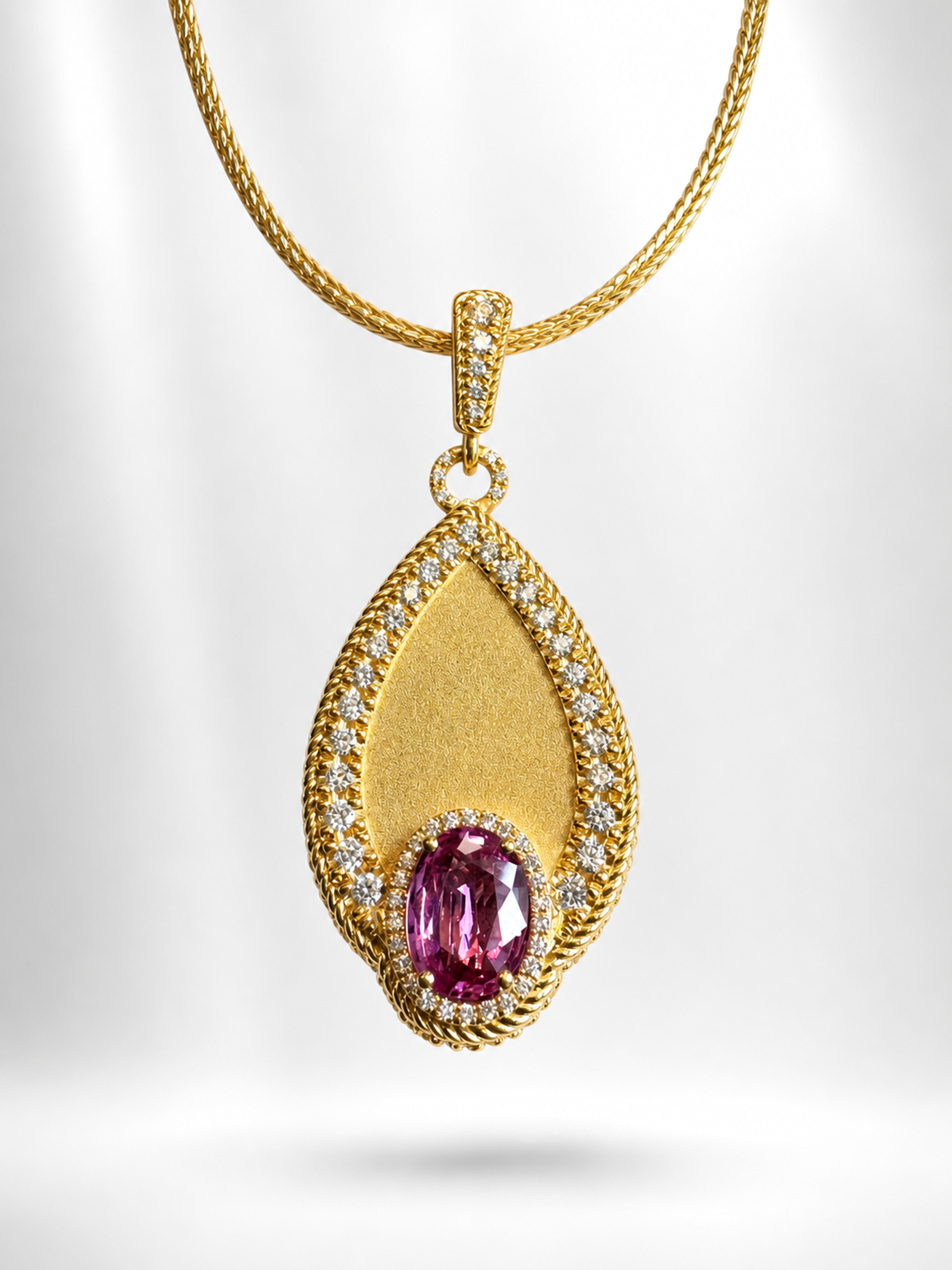 2.77 CT OVAL PINK SPINEL AND DIAMOND PENDANT - #GG-420 - Image 2