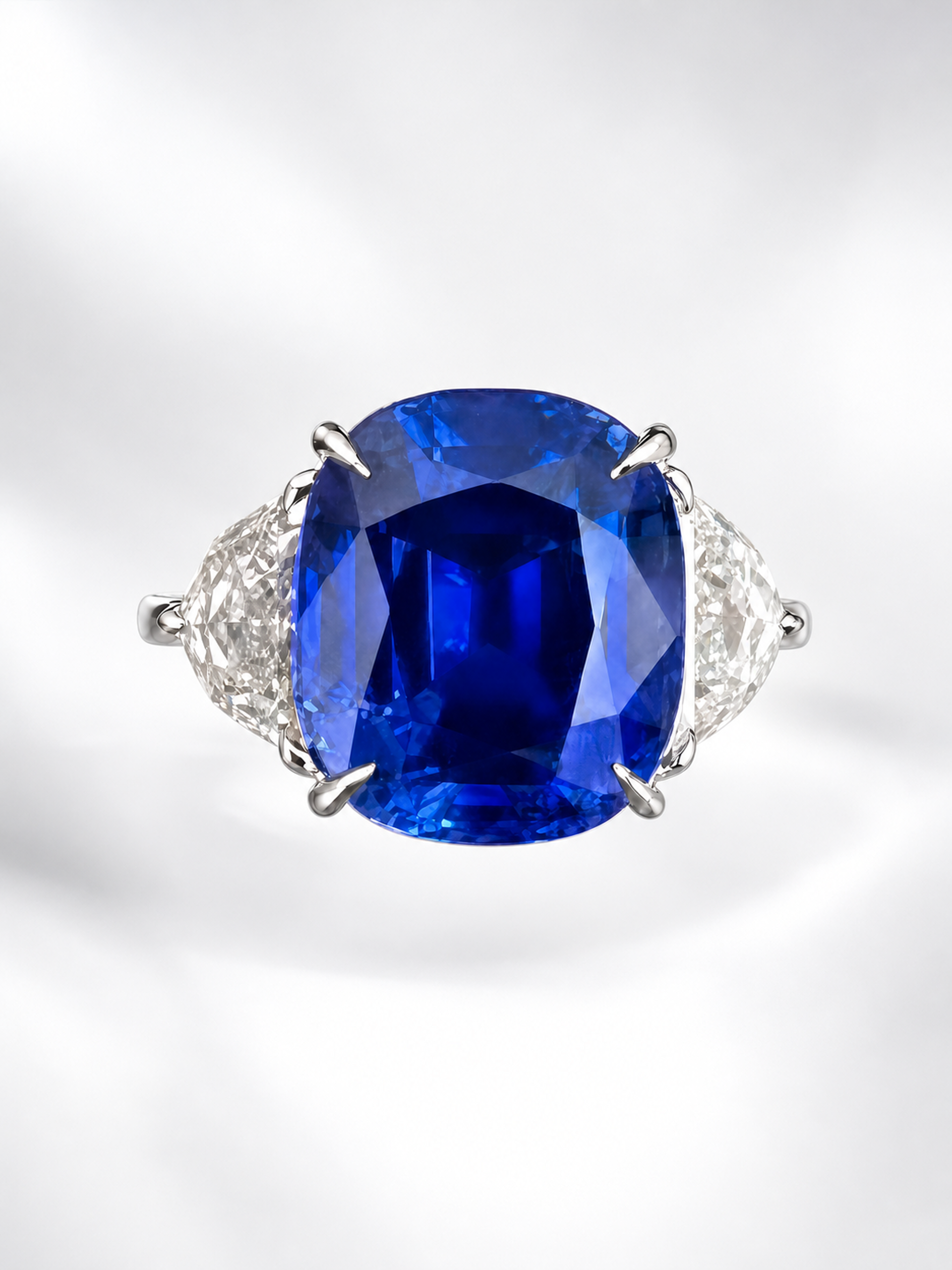 7.35CT CUSHION CUT KASHMIR SAPPHIRE AND DIAMOND RING STYLE #ASP735 - Image 4