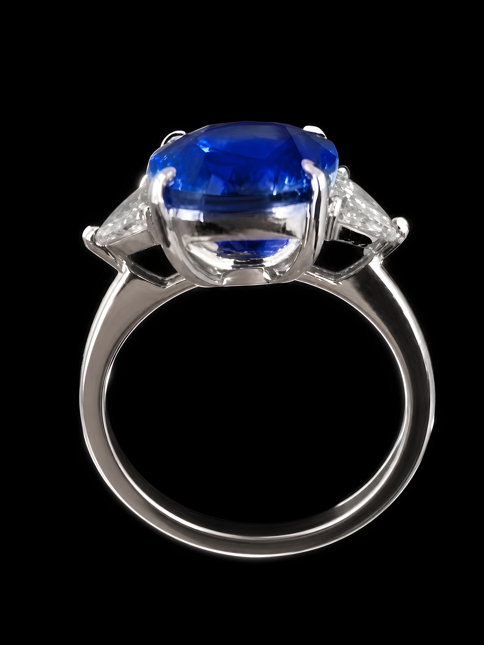 7.35CT CUSHION CUT KASHMIR SAPPHIRE AND DIAMOND RING STYLE #ASP735 - Image 2