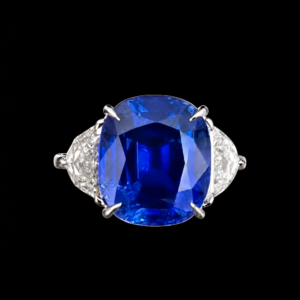 7.35CT CUSHION CUT KASHMIR SAPPHIRE AND DIAMOND RING STYLE #ASP735