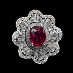 .86CT OVAL BURMA RUBY AND DIAMOND RING - STYLE #- ASP86