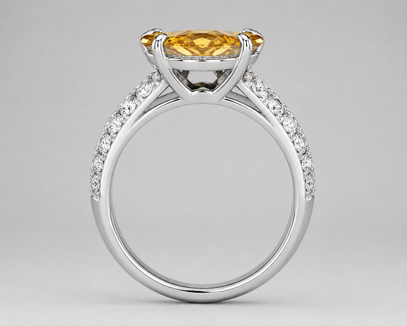 1.05CT MARQUISE CUT FANCY INTENSE ORANGY YELLOW DIAMOND RING - STYLE #RN7865 - Image 4