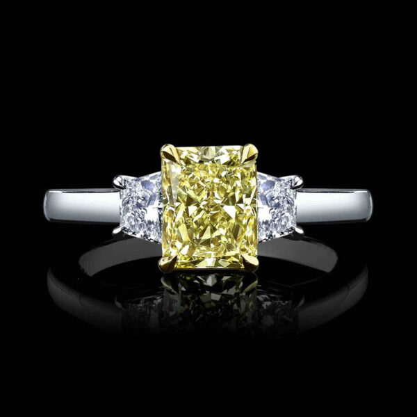 1.53CT RADIANT FANCY YELLOW DIAMOND RING - STYLE #RROX-289