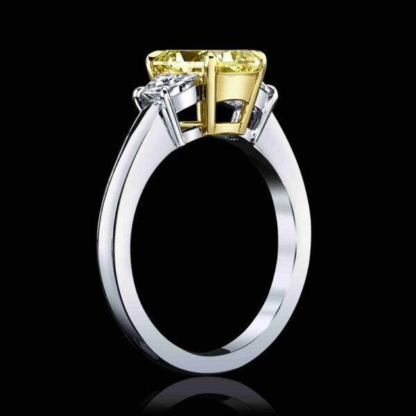 1.53CT RADIANT FANCY YELLOW DIAMOND RING - STYLE #RROX-289 - Image 2