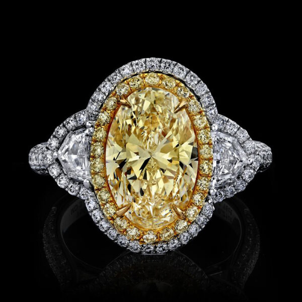 3.02CT OVAL CUT U-V YELLOW DIAMOND RING - STYLE#R9023