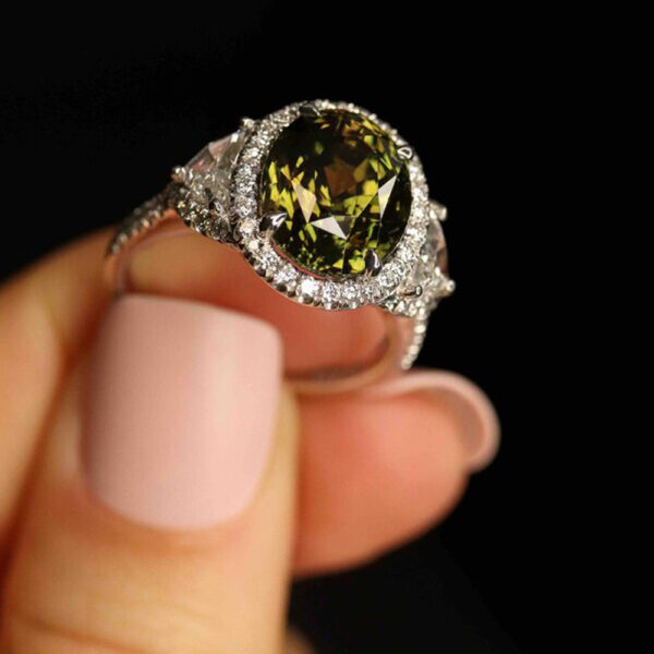 6.40 CARAT OVAL ALEXANDRITE AND DIAMOND RING - STYLE #RR-131 - Image 4