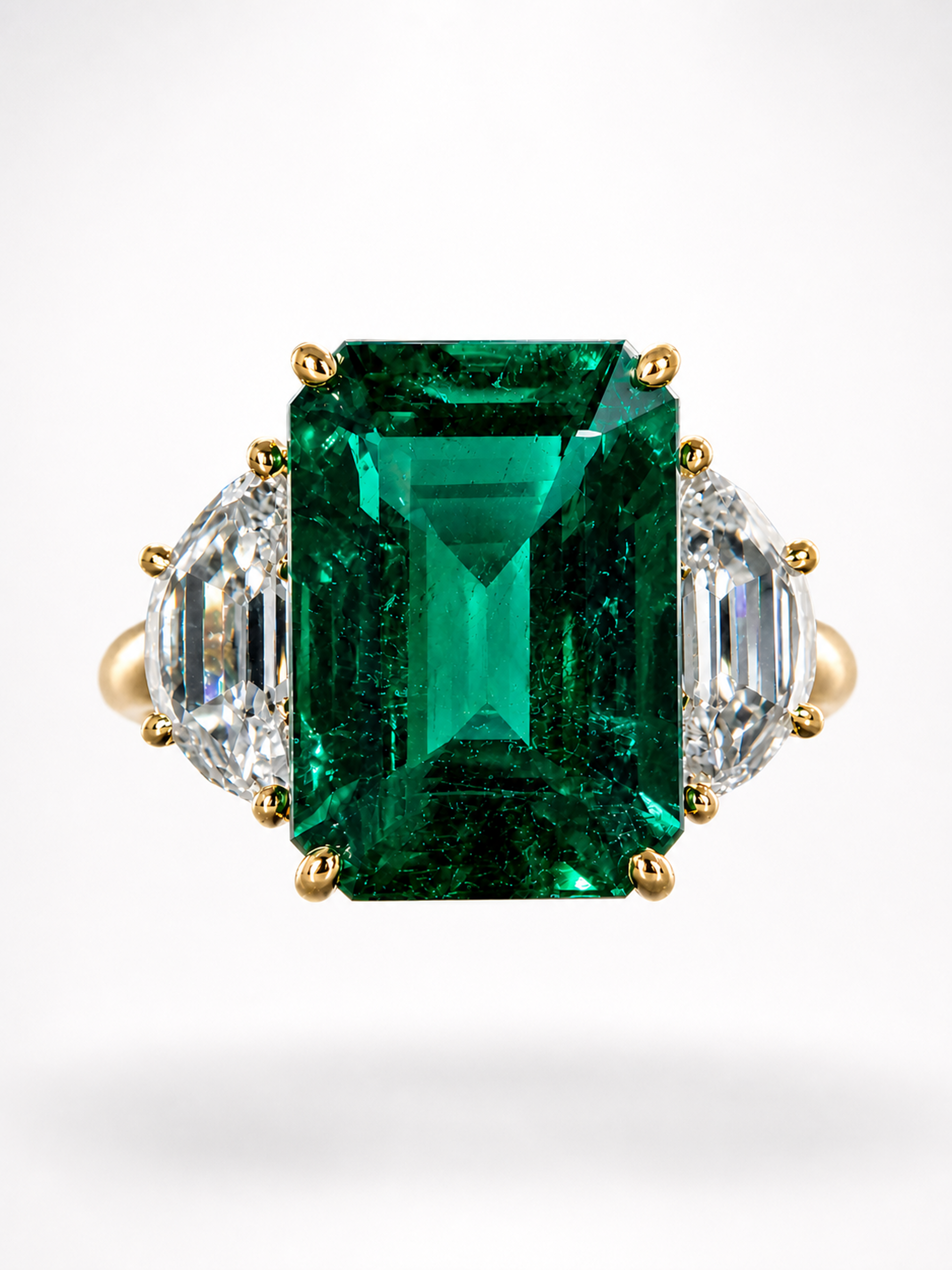 8.68CT STEP CUT GREEN EMERALD AND DIAMOND RING - STYLE #RW-1006 - Image 5