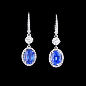 5.15CT NO HEAT BLUE SAPPHIRE AND DIAMOND EARRINGS - STYLE #ER47928