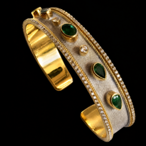 2.05CT EMERALD AND DIAMOND BANGLE BRACELET - STYLE #GG-135