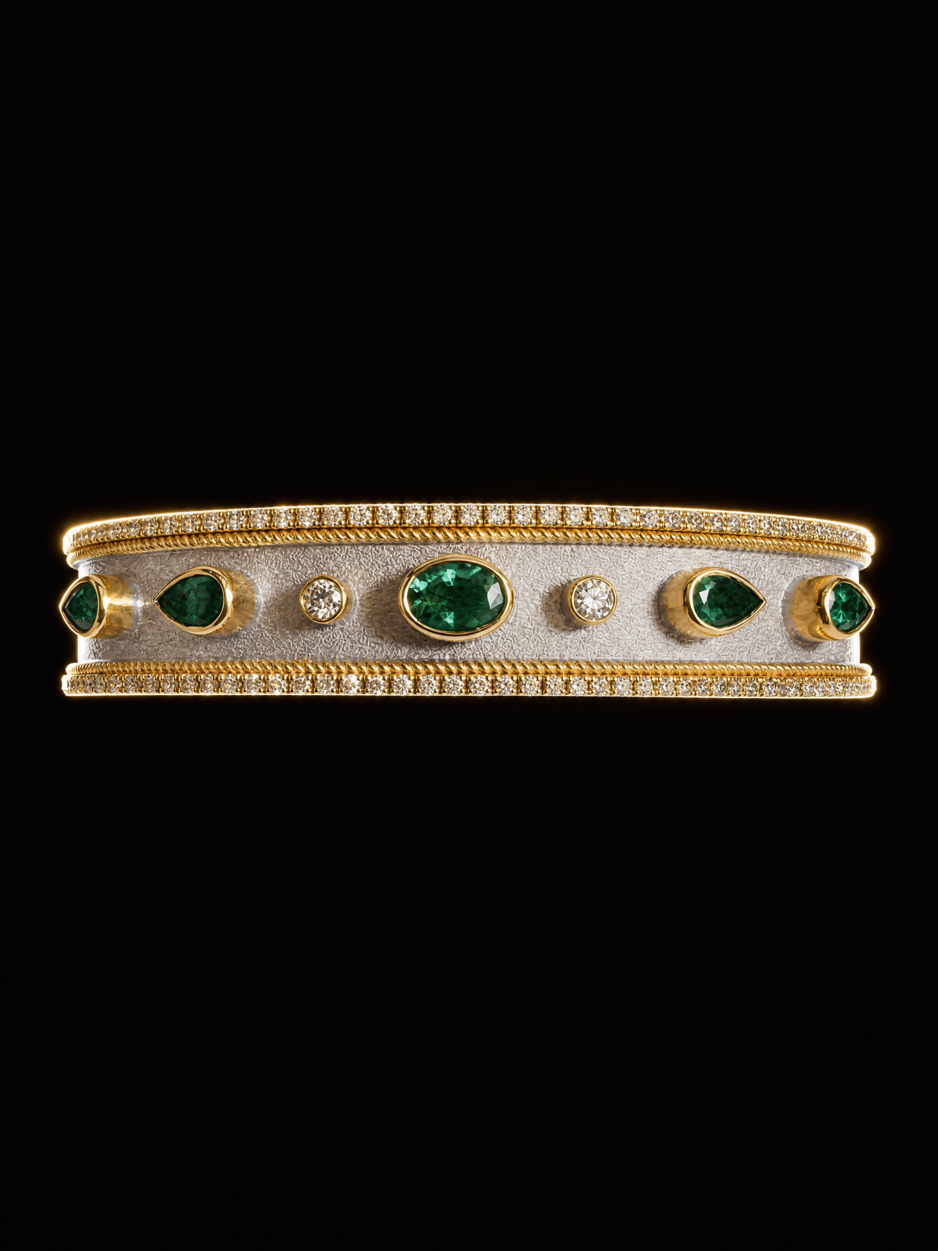 2.05CT EMERALD AND DIAMOND BANGLE BRACELET - STYLE #GG-135 - Image 3