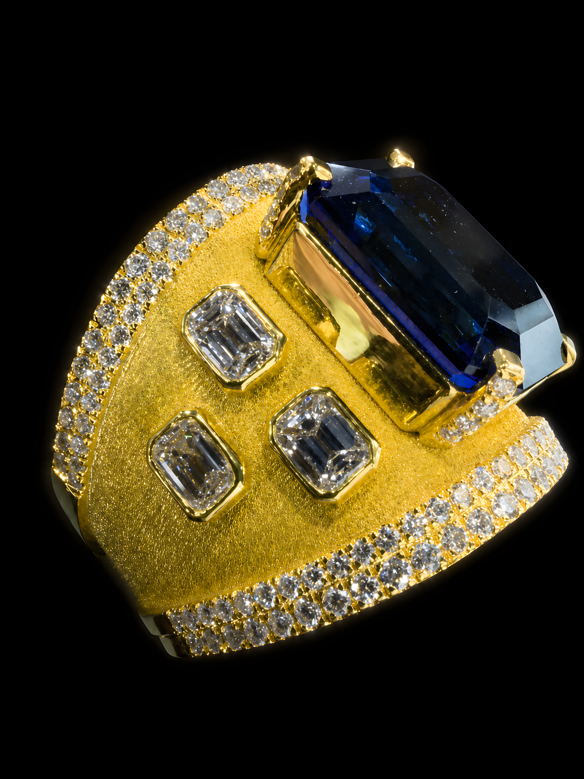 17.21CT TANZANITE 18K YELLOW GOLD AND DIAMOND RING - STYLE #GG-410 - Image 5