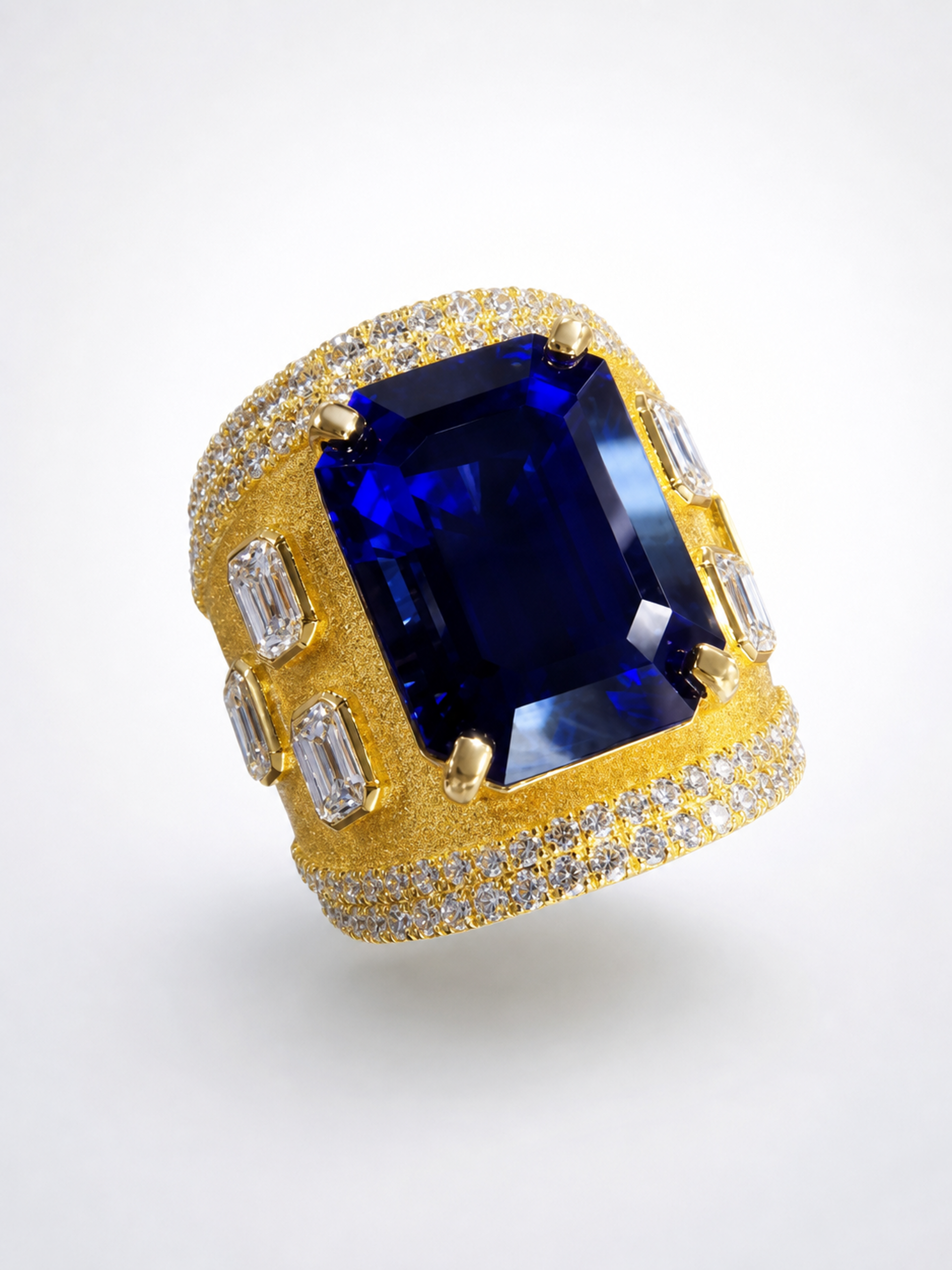 17.21CT TANZANITE 18K YELLOW GOLD AND DIAMOND RING - STYLE #GG-410 - Image 4