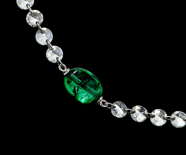 9.22CTTW Emerald and Colorless Diamond Necklace - C7937 - Image 3