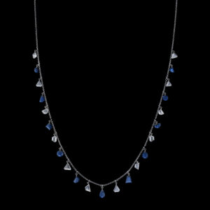5.01CTTW Blue Australian Sapphire and Colorless Diamond Necklace - C8581
