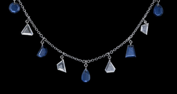 5.01CTTW Blue Australian Sapphire and Colorless Diamond Necklace - C8581 - Image 2